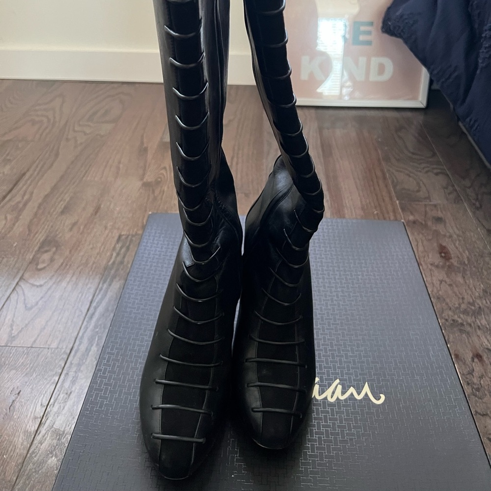 Cole Haan Black leather knee high boots size 8